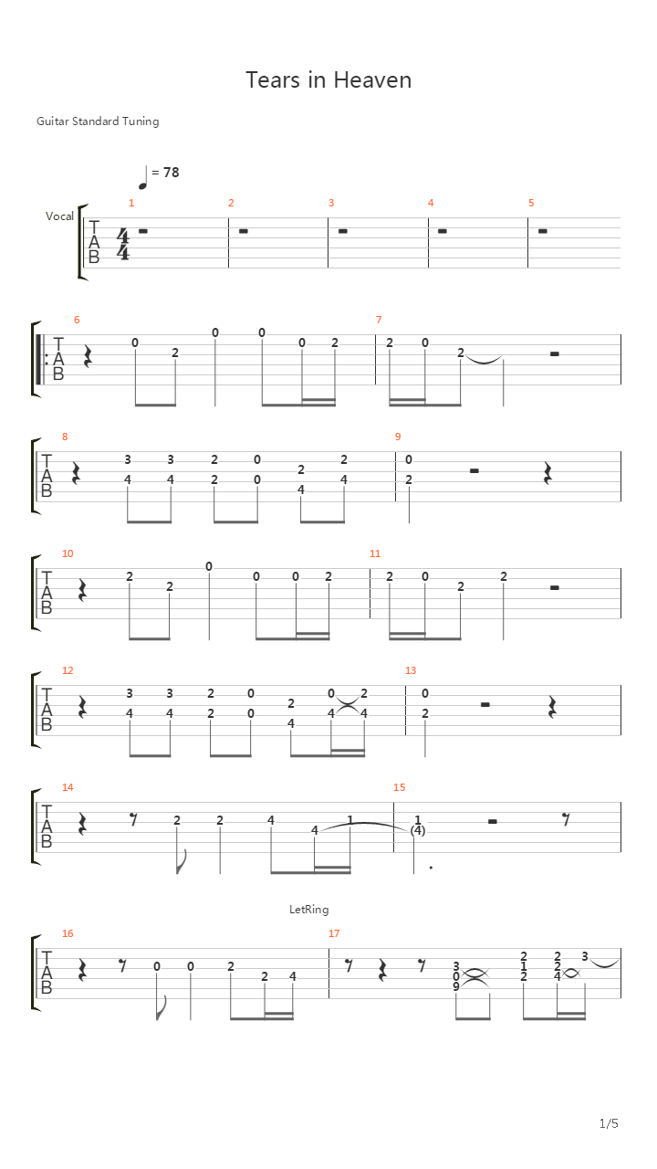 Tears In Heven吉他谱