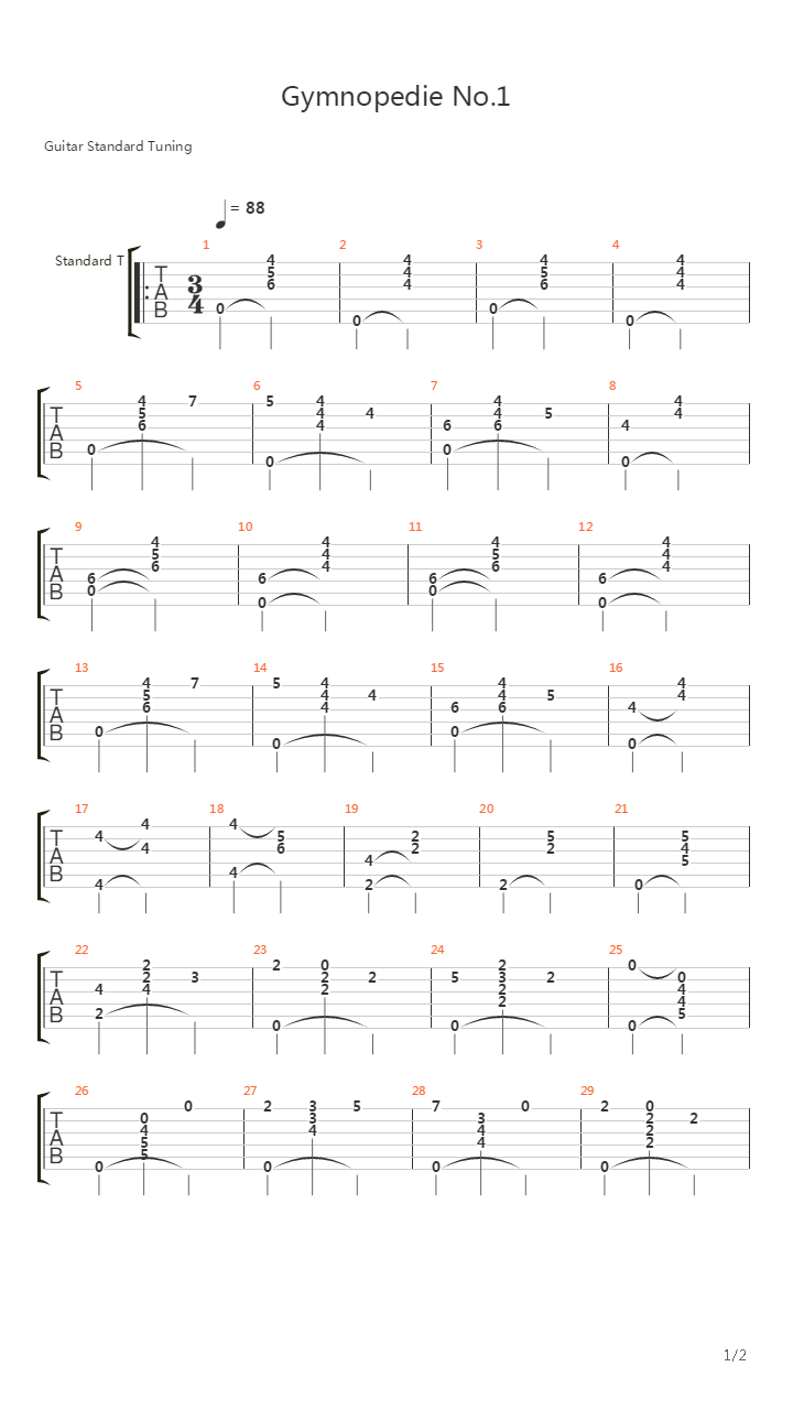 Gymnopedie #1吉他谱