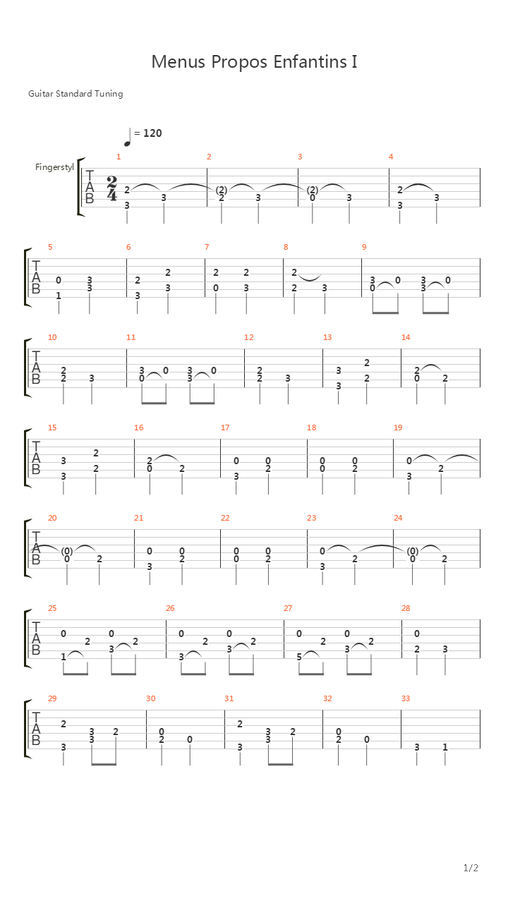 Menus Propos Enfantins I吉他谱