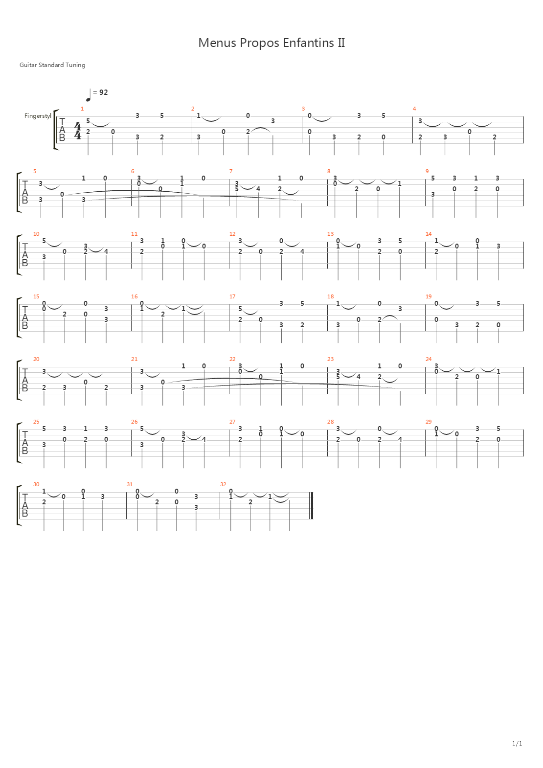 Menus Propos Enfantins Ii吉他谱