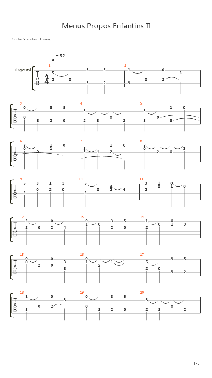 Menus Propos Enfantins Ii吉他谱
