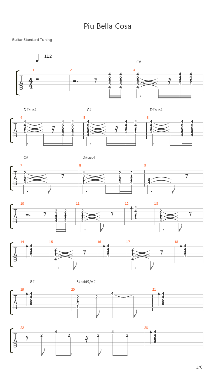 Piu Bella Cosa Non Ce吉他谱