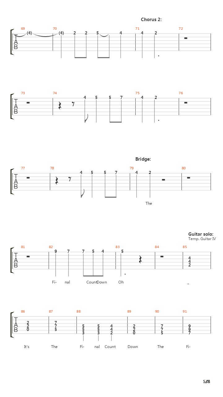 The Final Countdown V2吉他谱