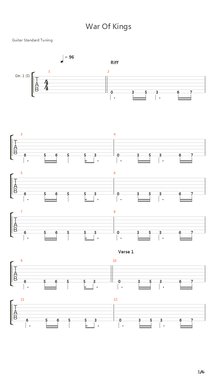 War Of Kings吉他谱
