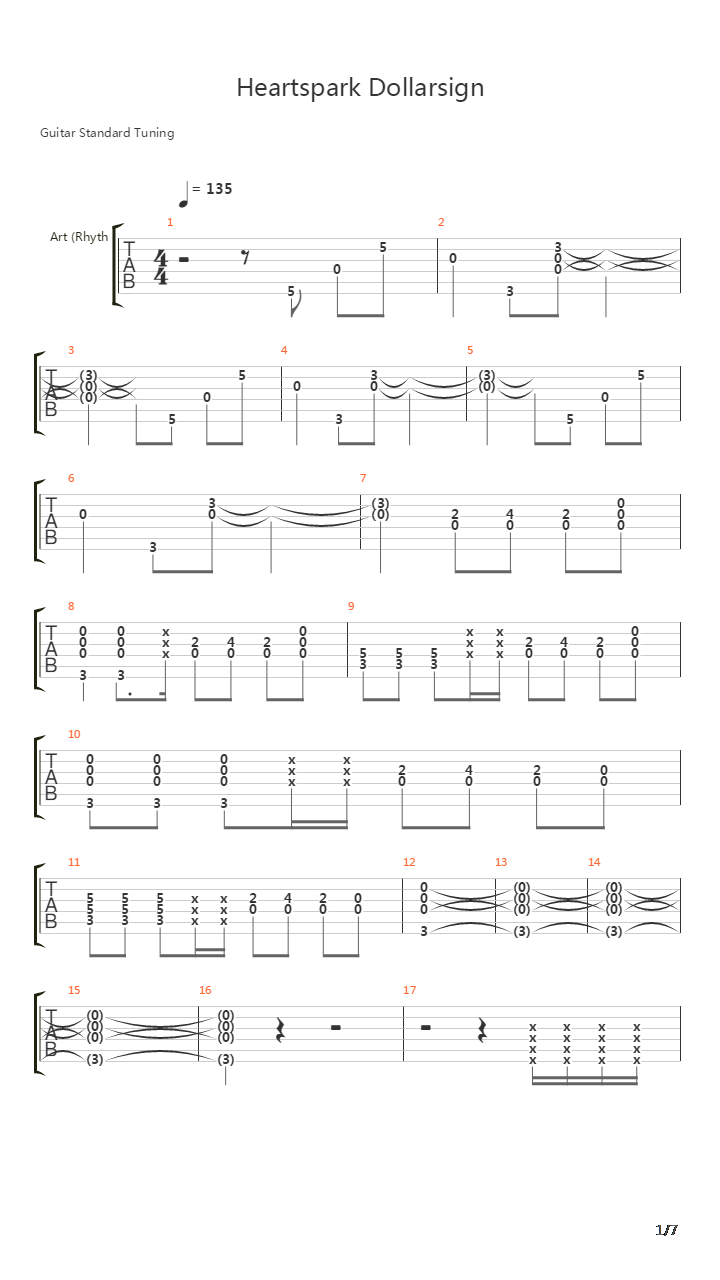 Heartspark Dollarsign吉他谱