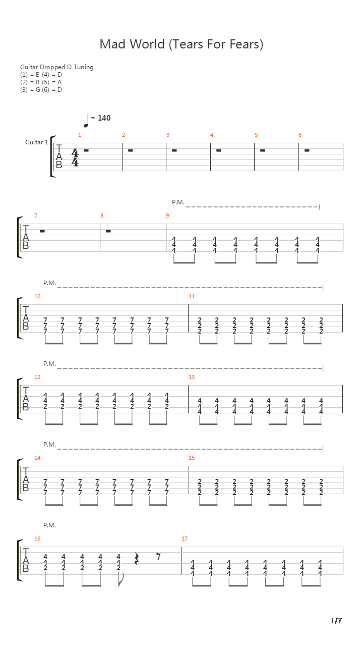 Mad World吉他谱