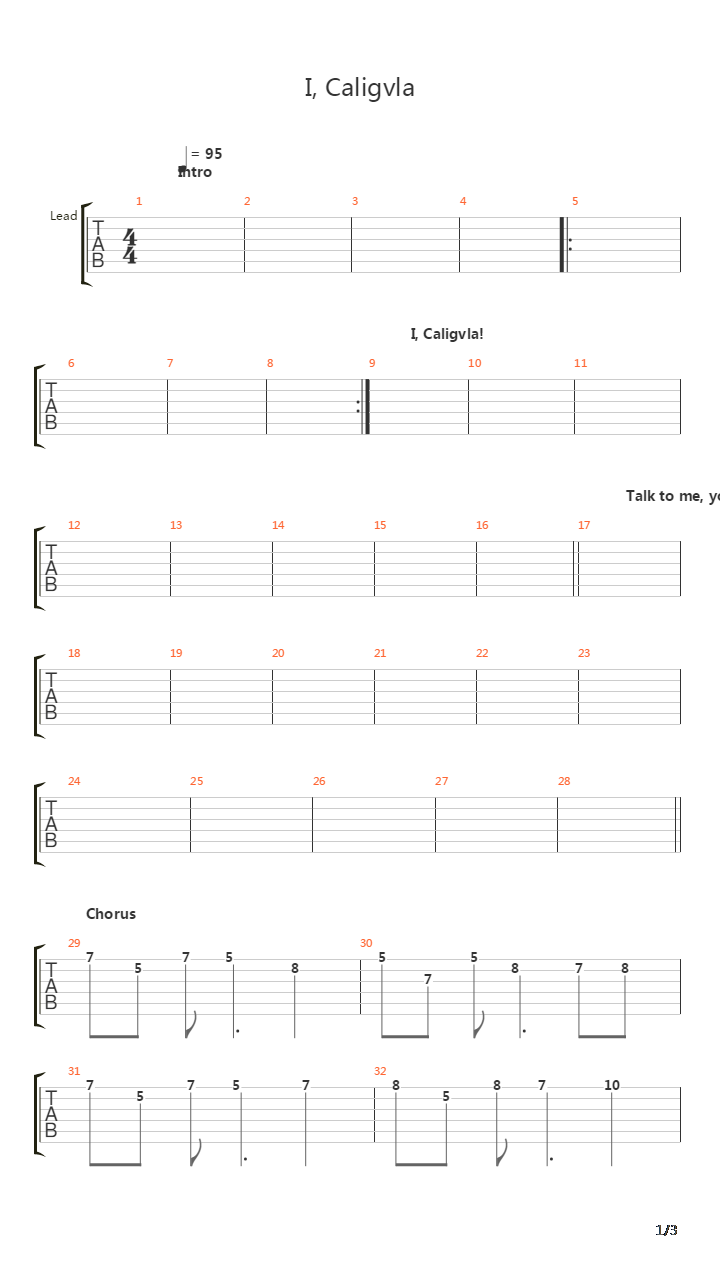 I, Caligvla吉他谱