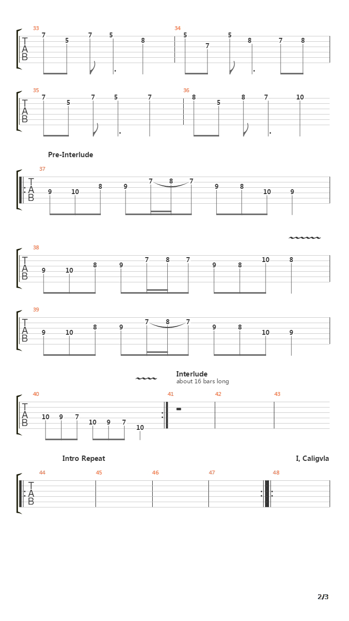 I, Caligvla吉他谱