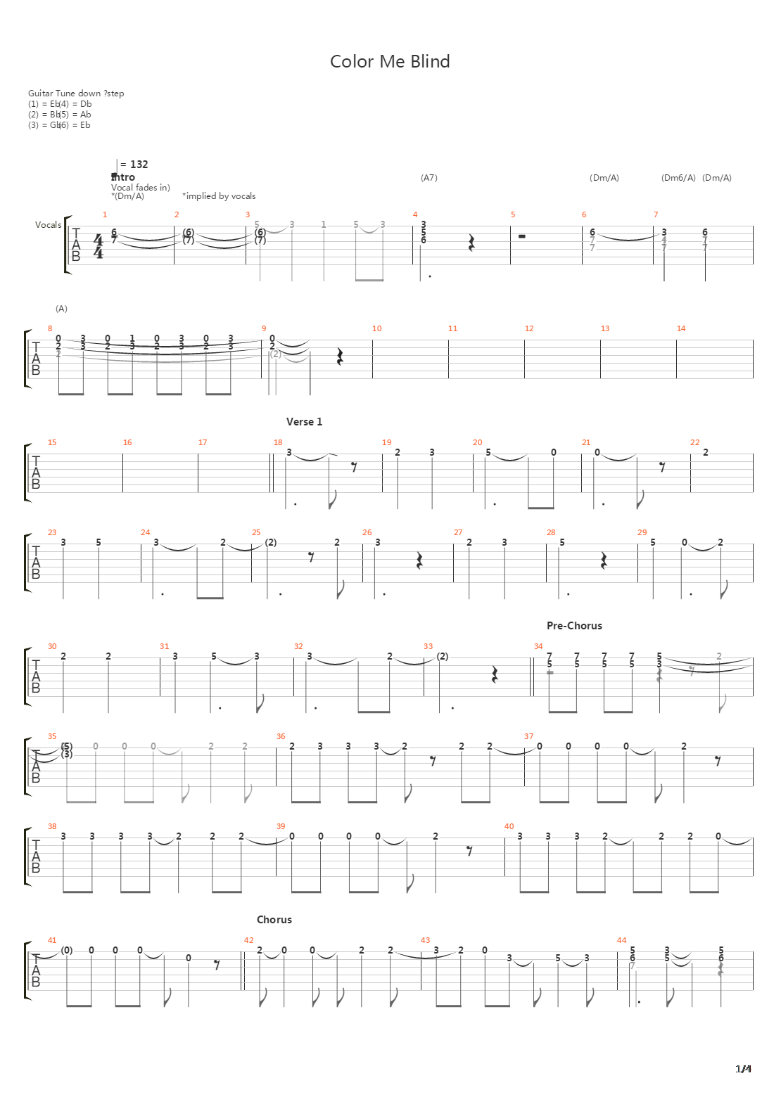 Color Me Blind吉他谱