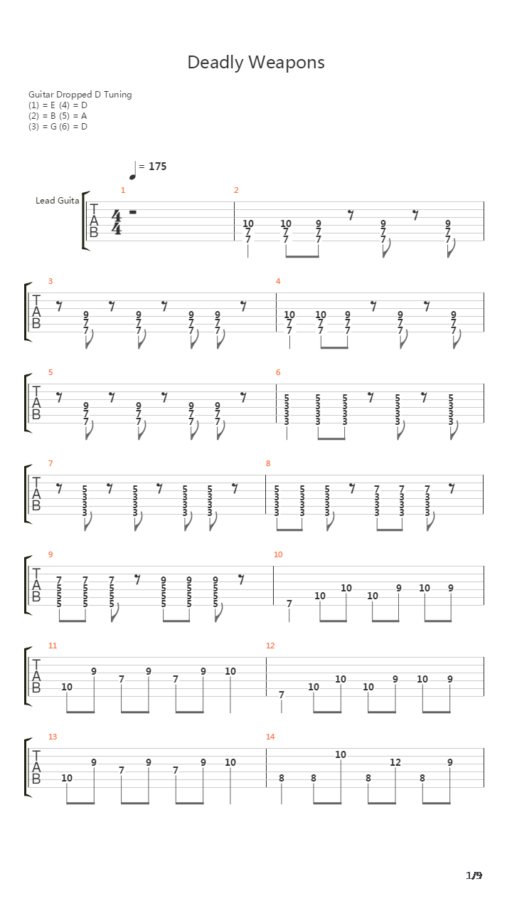 Deadly Weapons Ft. Craig Mabitt吉他谱