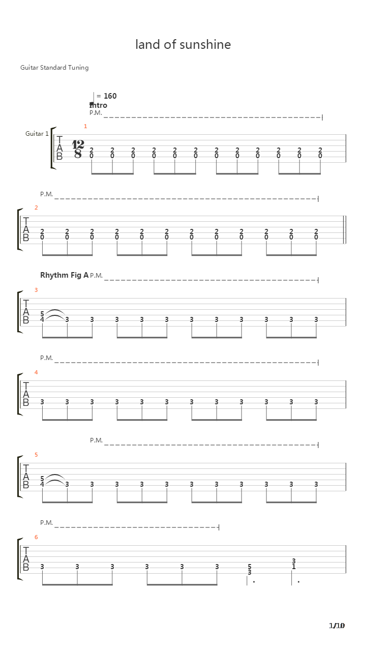 Land Of Sunshine吉他谱