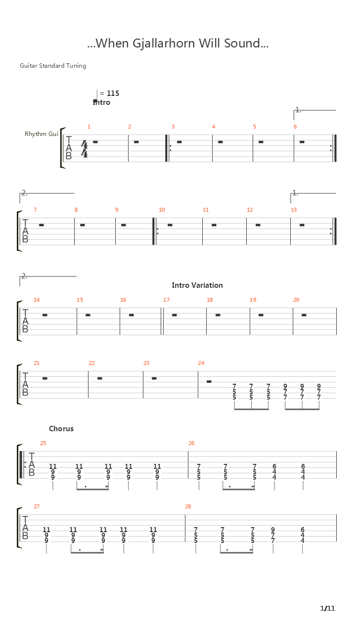 When Gjallhorn Will Sound吉他谱