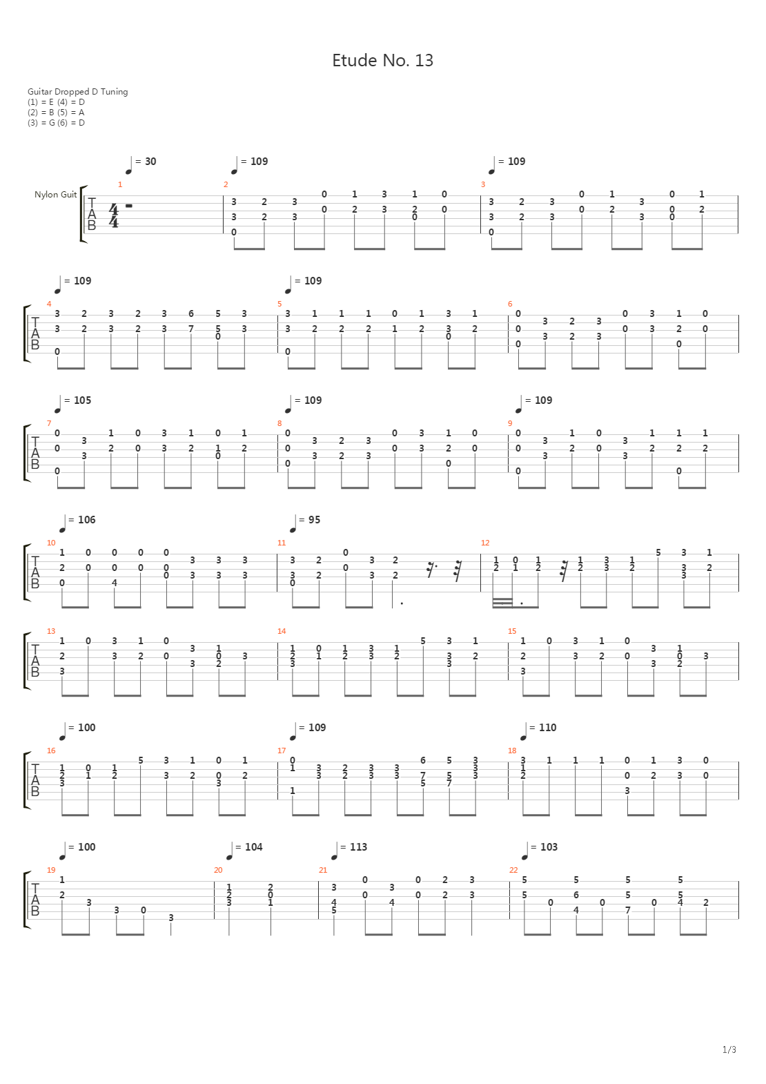 Etude No. 13吉他谱