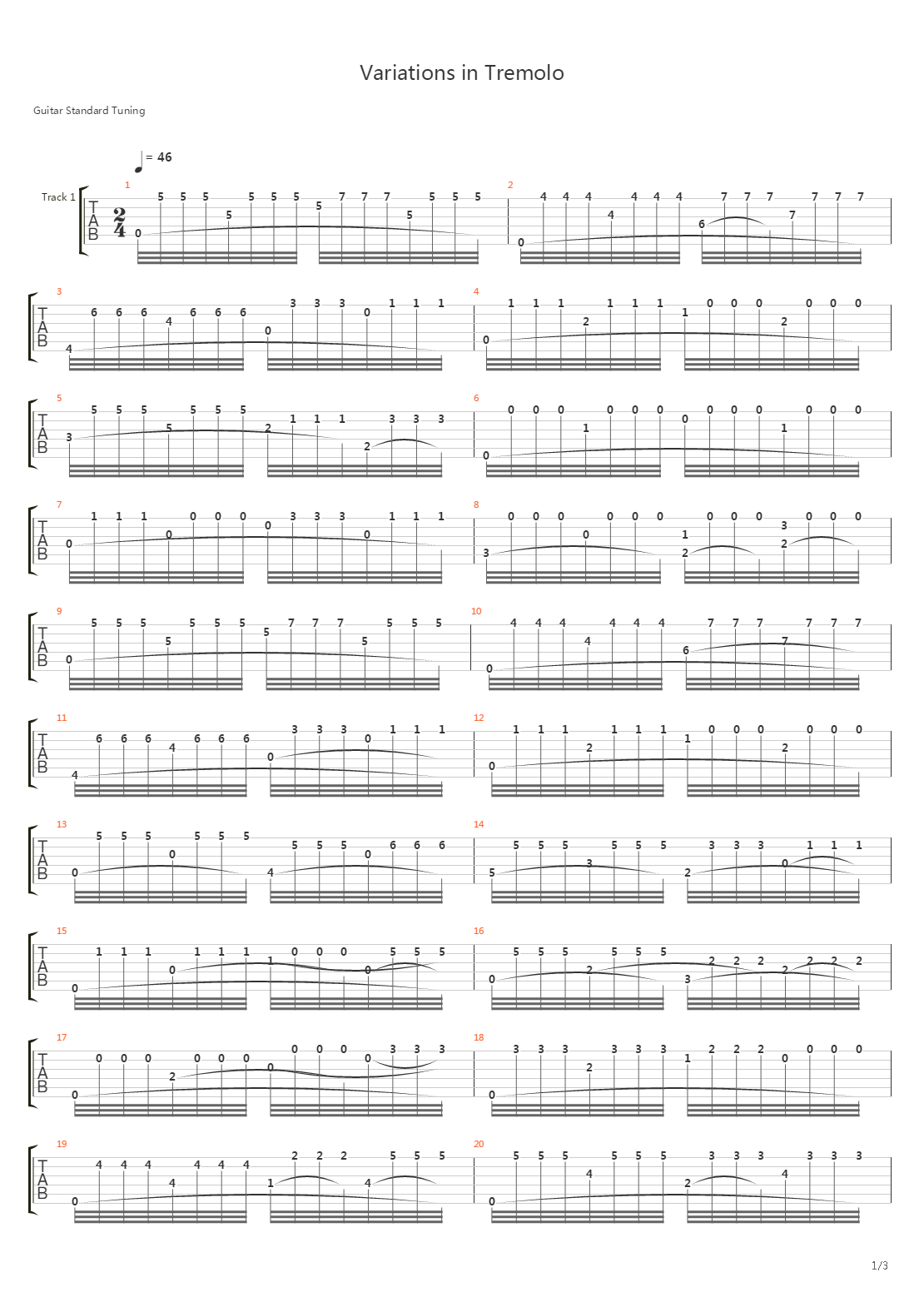 Variations In Tremolo, From Op.21吉他谱