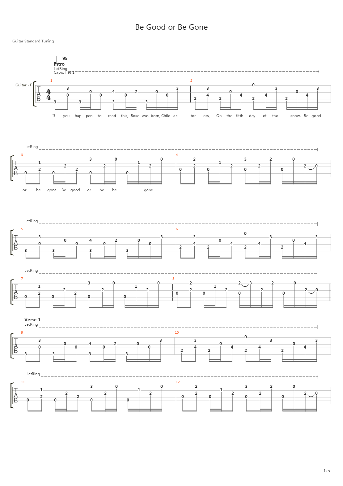 Be Good Or Be Gone吉他谱
