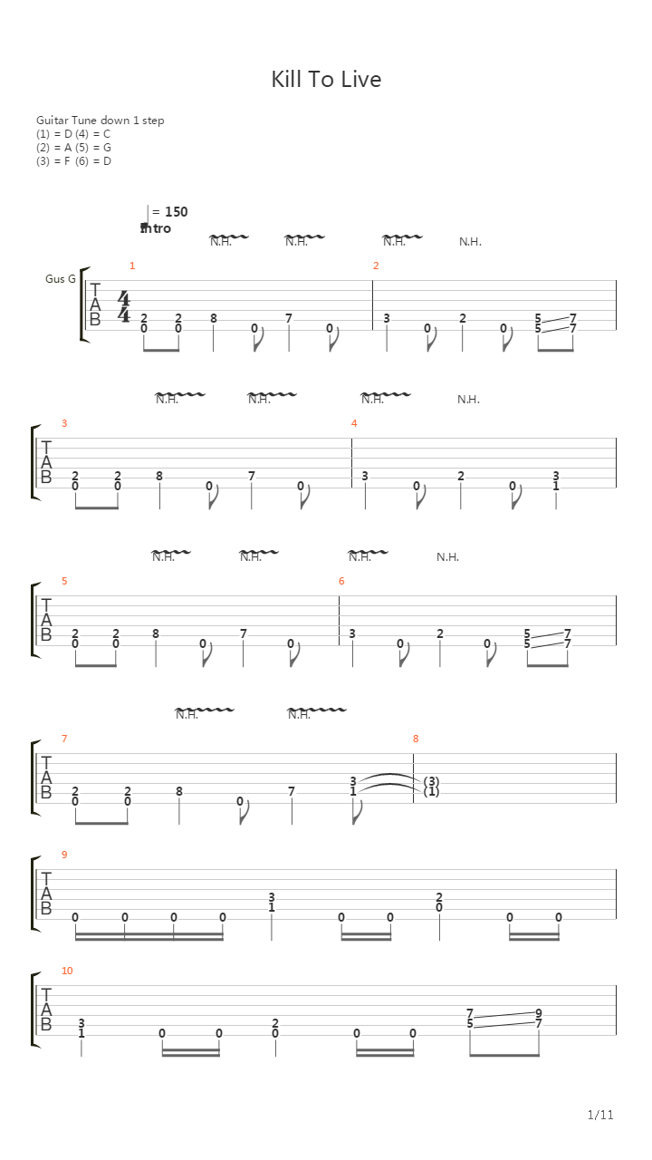 Kill To Live吉他谱