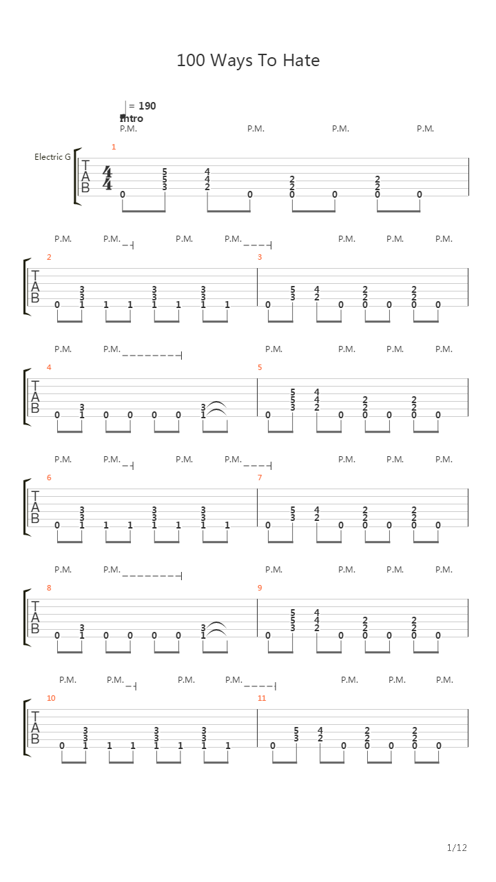 100 Ways To Hate吉他谱