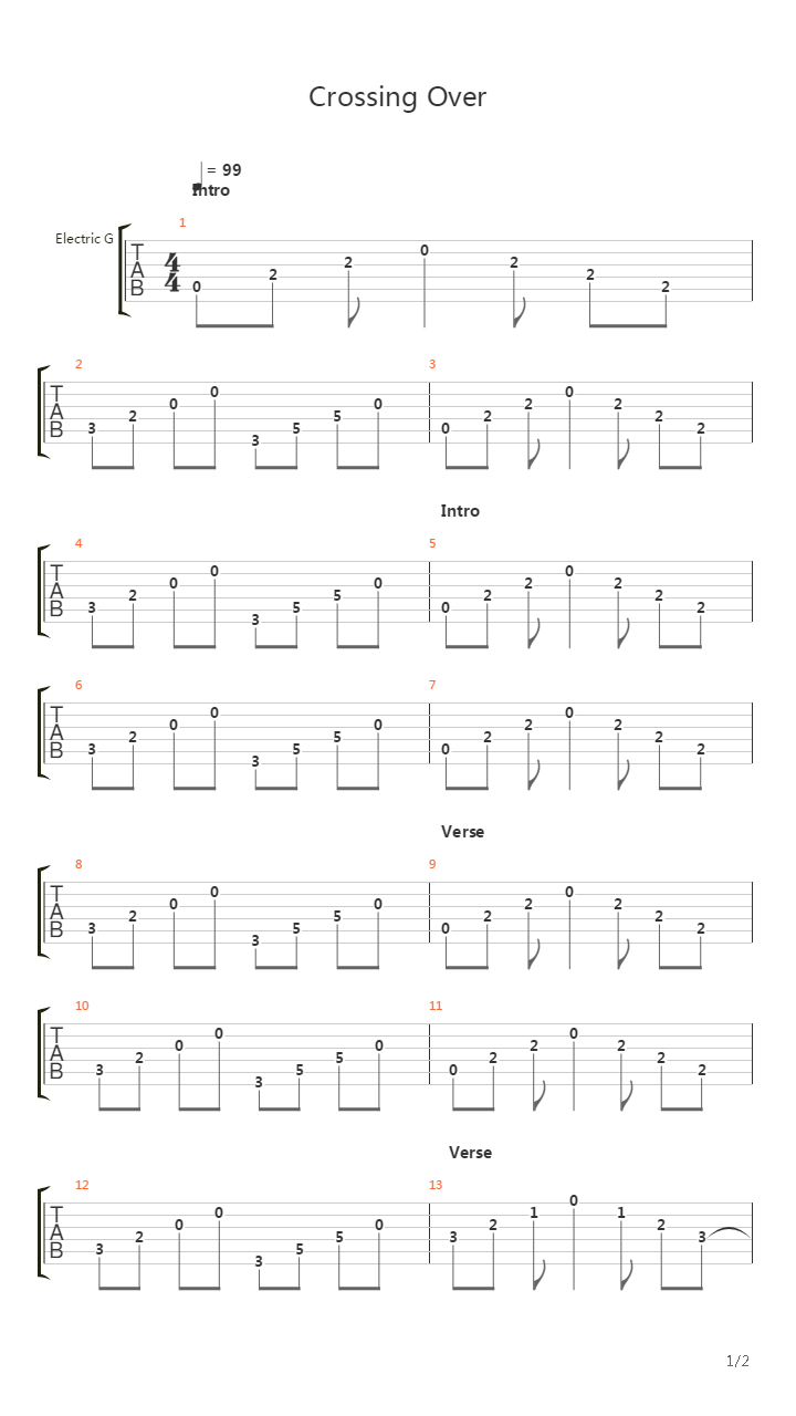 Crossing Over吉他谱