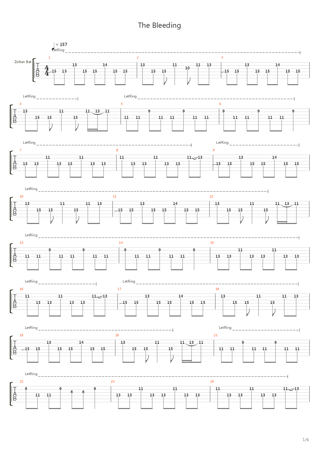 The Bleeding (B Standard)吉他谱
