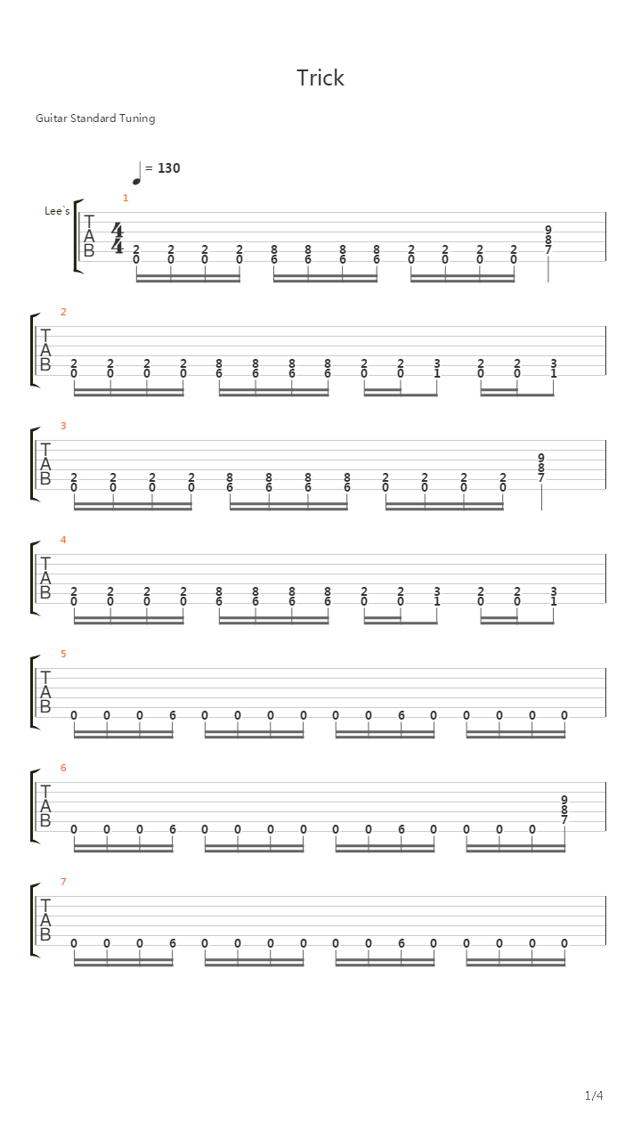 Trick吉他谱