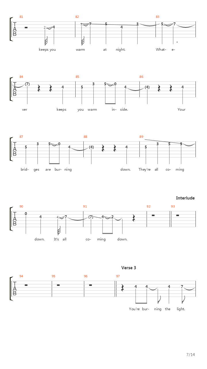 Bridge Burning吉他谱