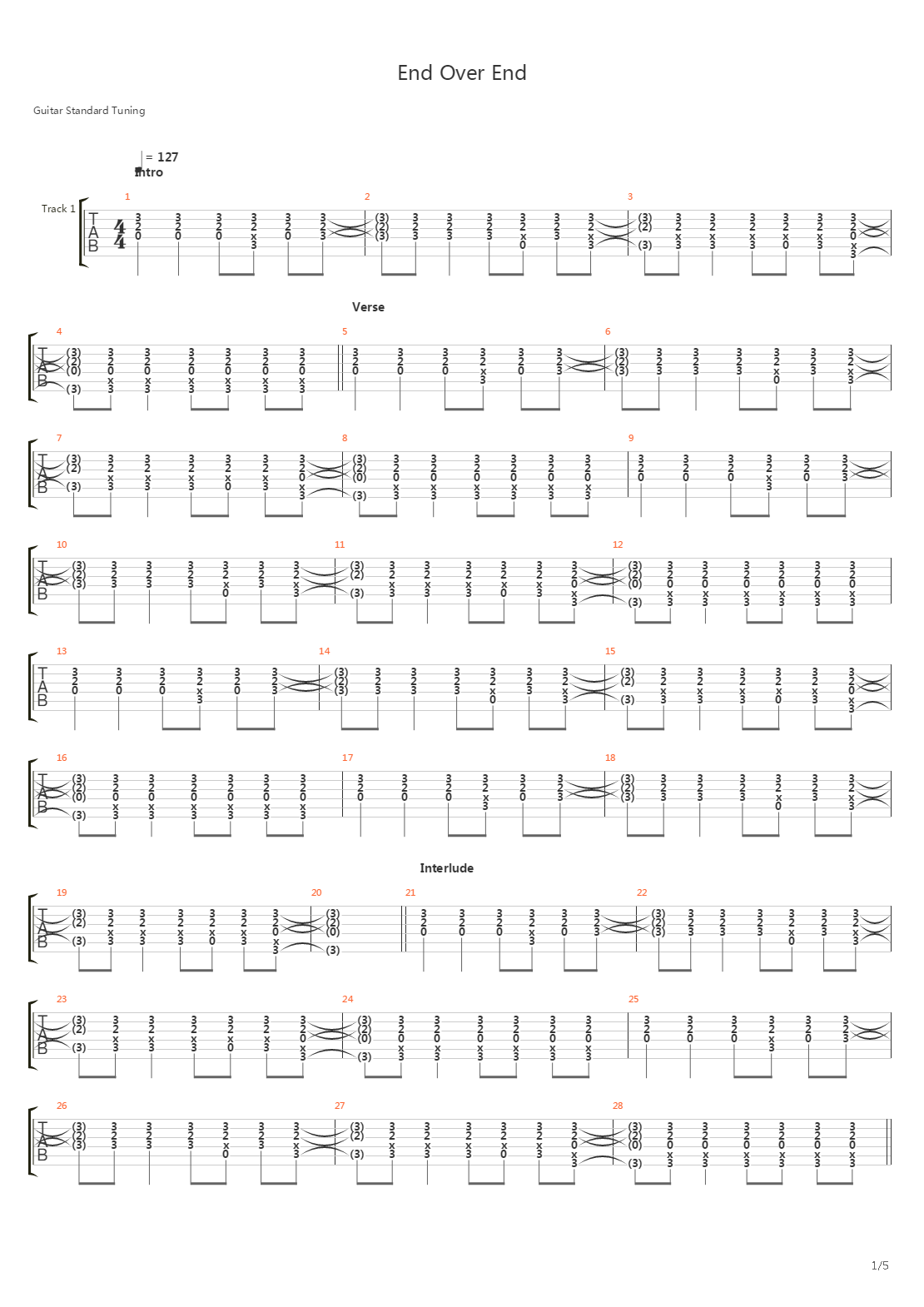 End Over End吉他谱