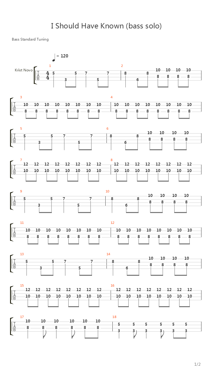 I Should Have Known (Bass Solo, W Guitar)吉他谱