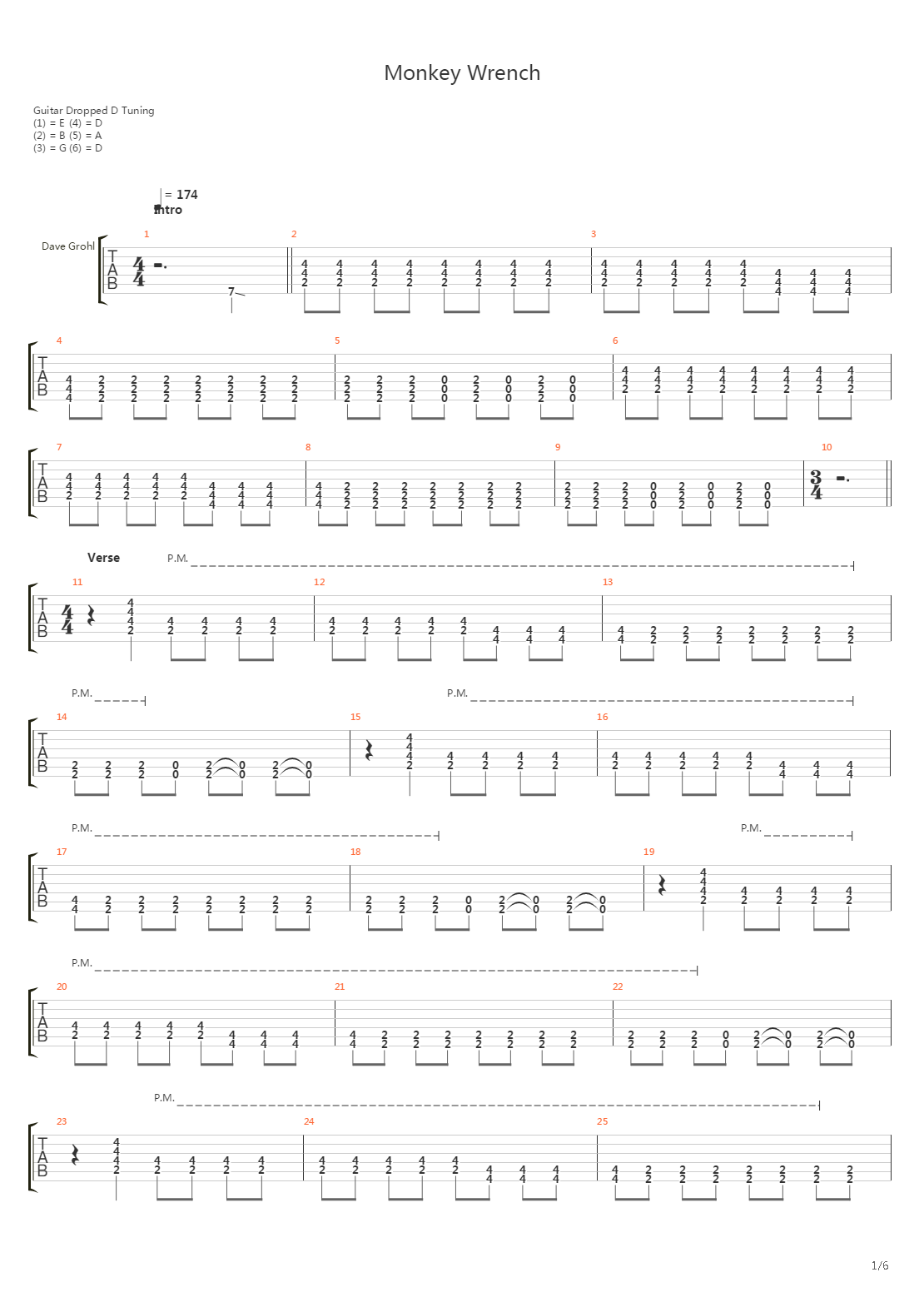 Monkey Wrench吉他谱