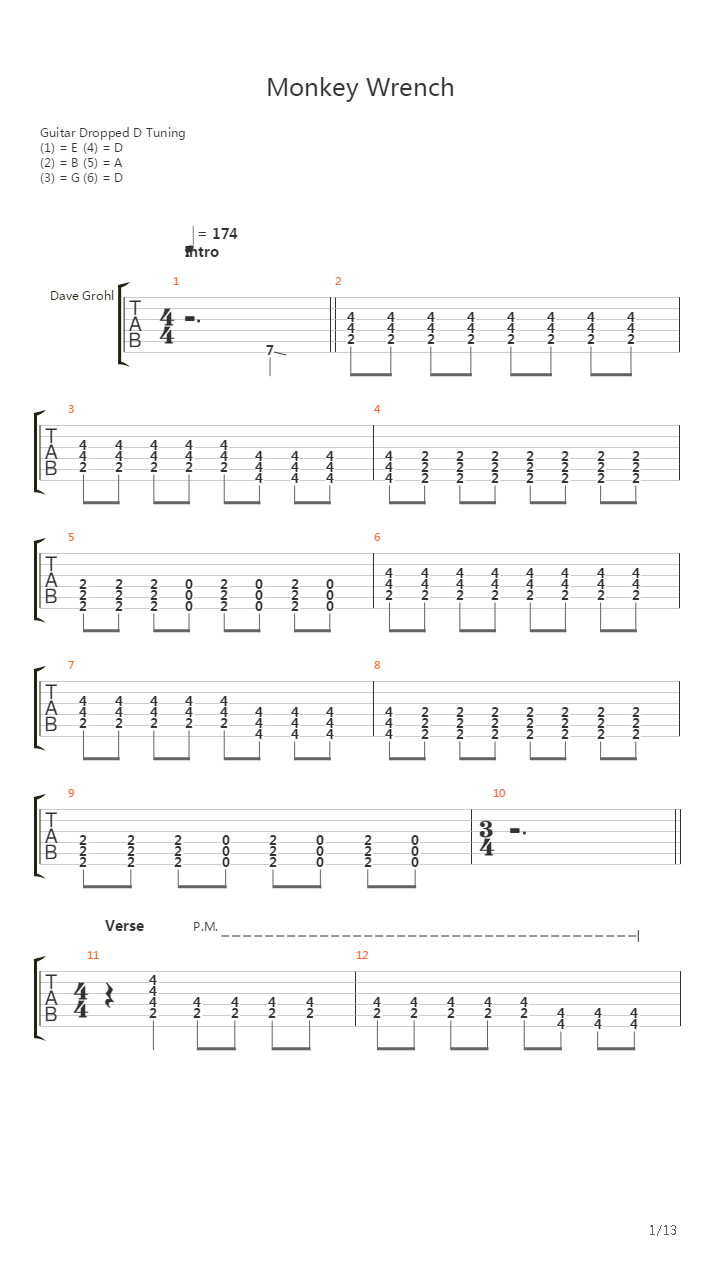 Monkey Wrench吉他谱
