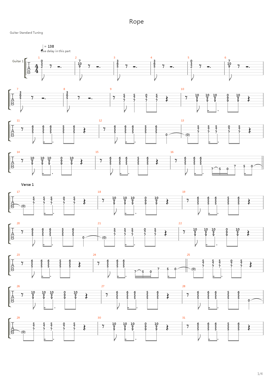 Rope吉他谱