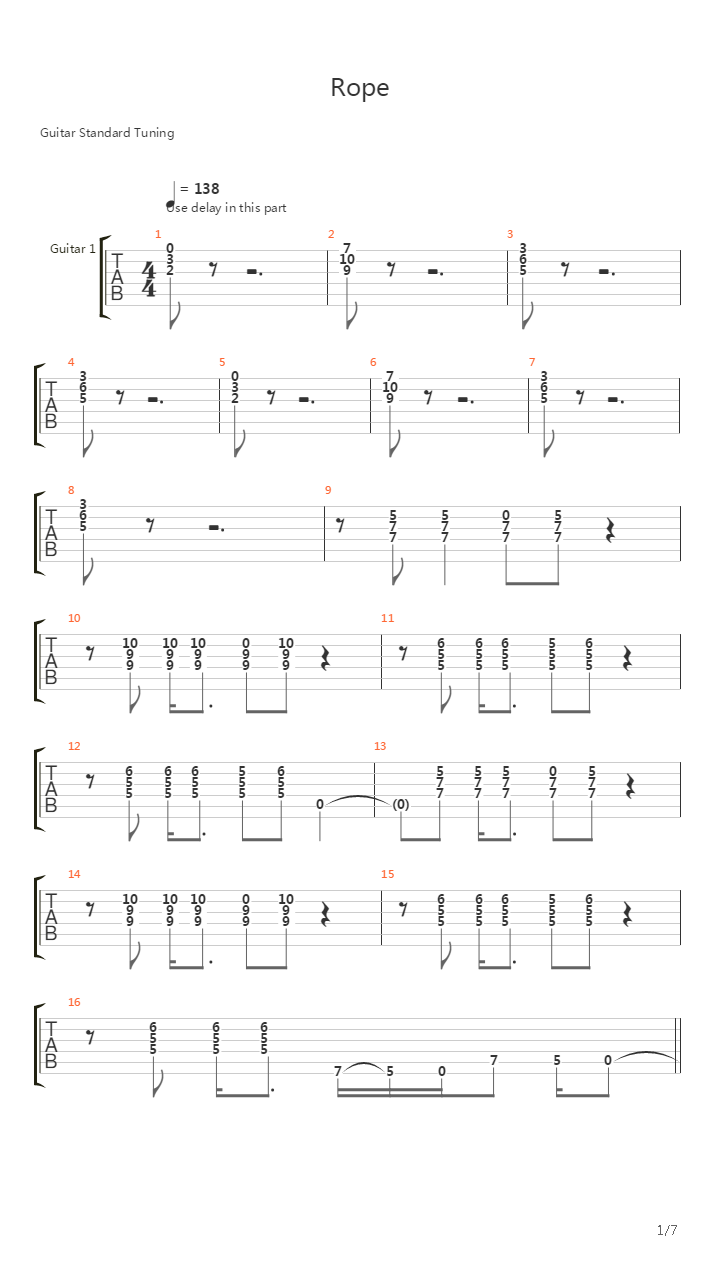 Rope吉他谱