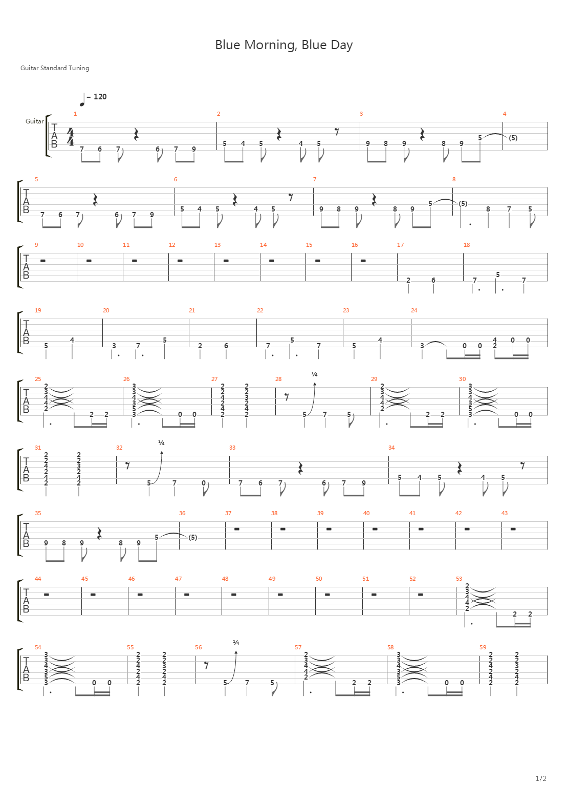 Blue Morning, Blue Day吉他谱