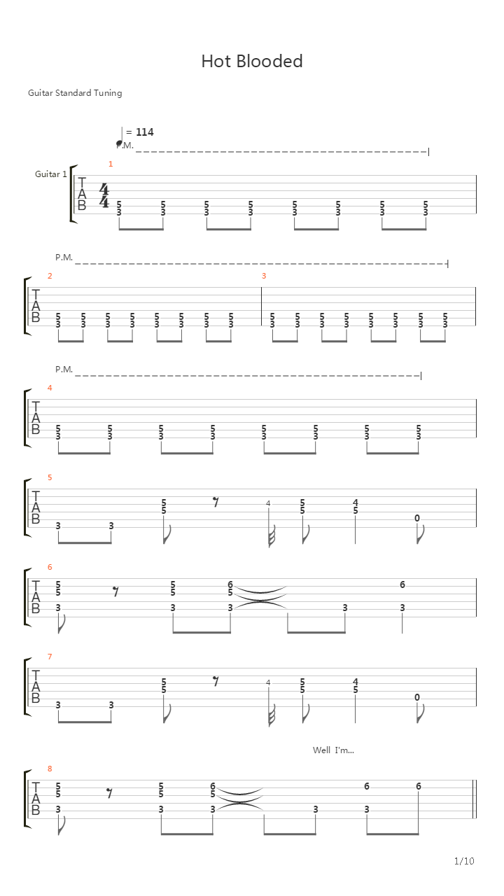 Hot Blooded吉他谱