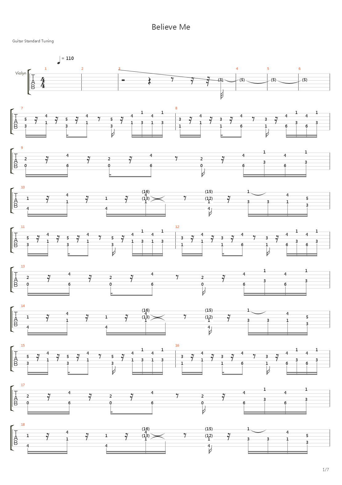 Believe Me吉他谱