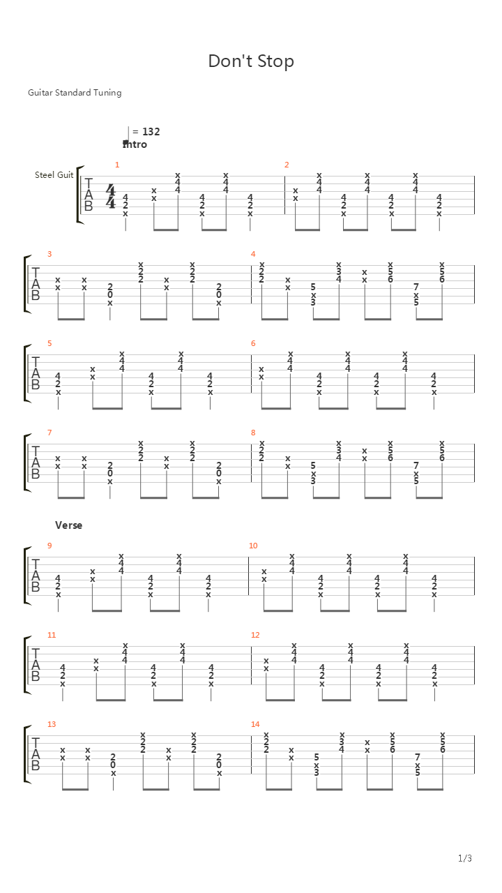 Don't Stop吉他谱