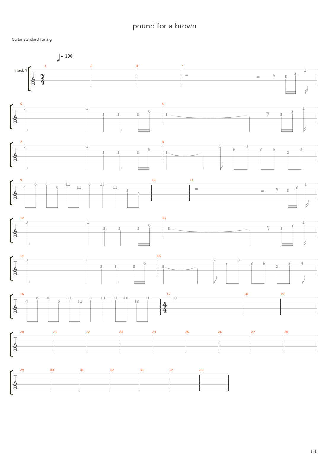 Pound For A Brown吉他谱