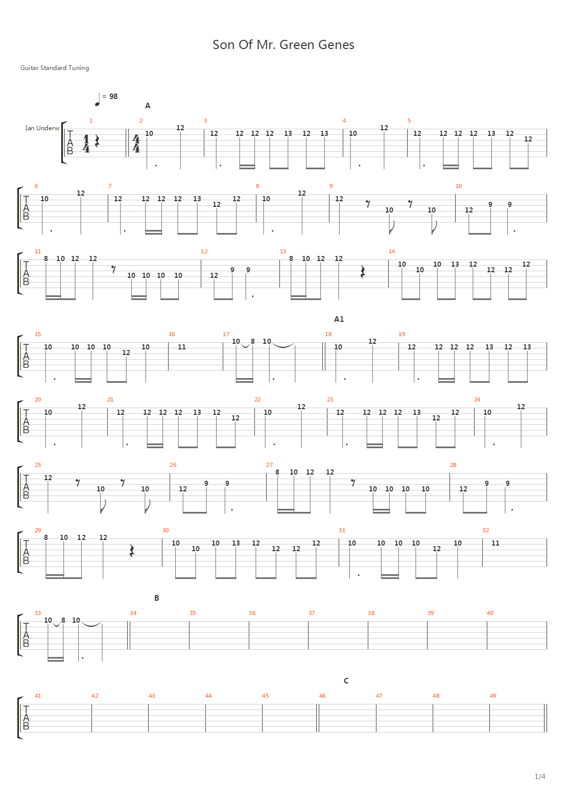 Son Of Mr Green Genes吉他谱
