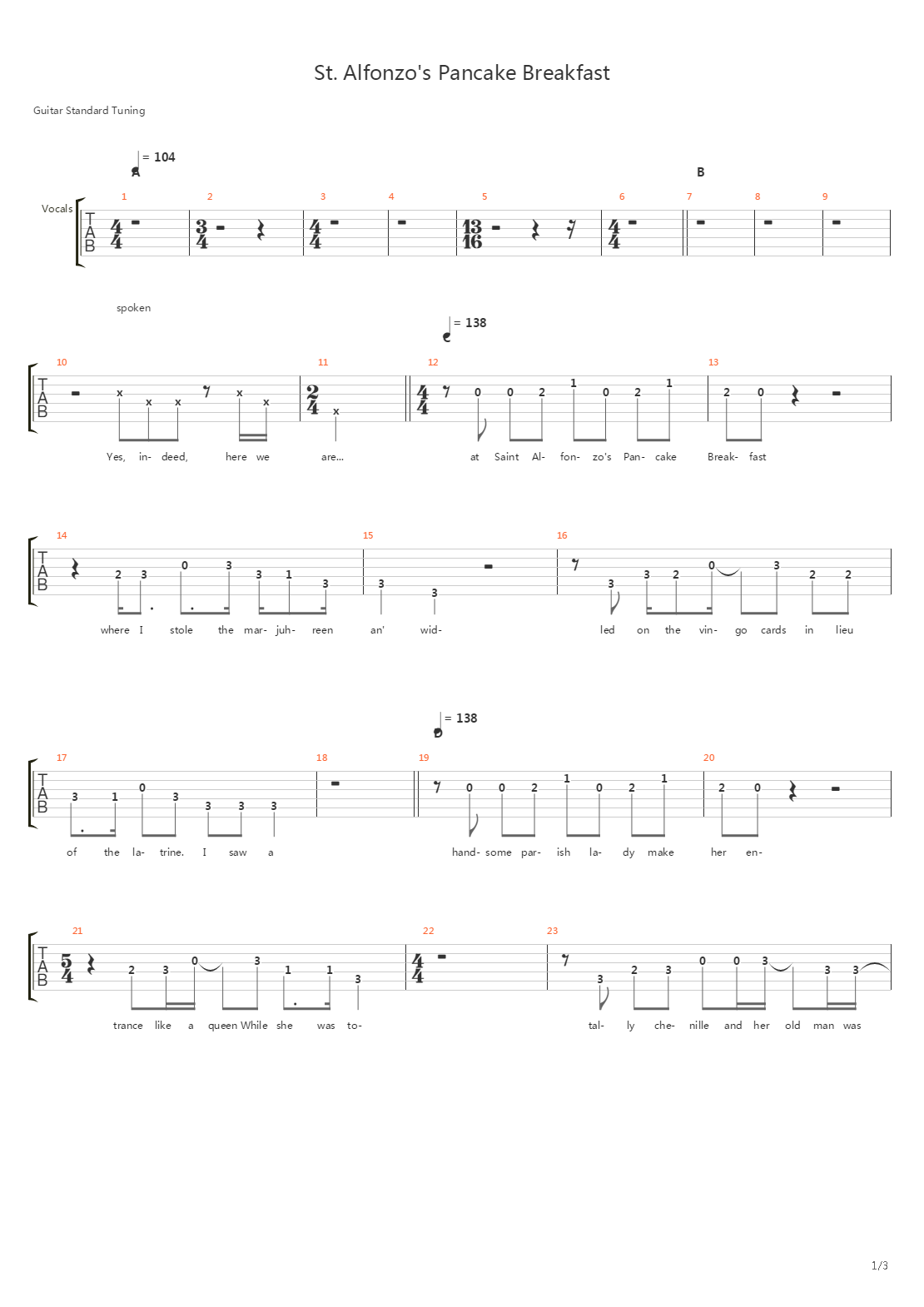 St Alfonzos Pancake Breakfast吉他谱