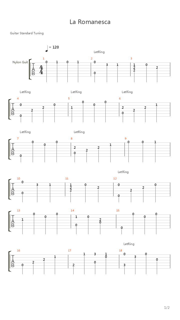 La Romanesca吉他谱