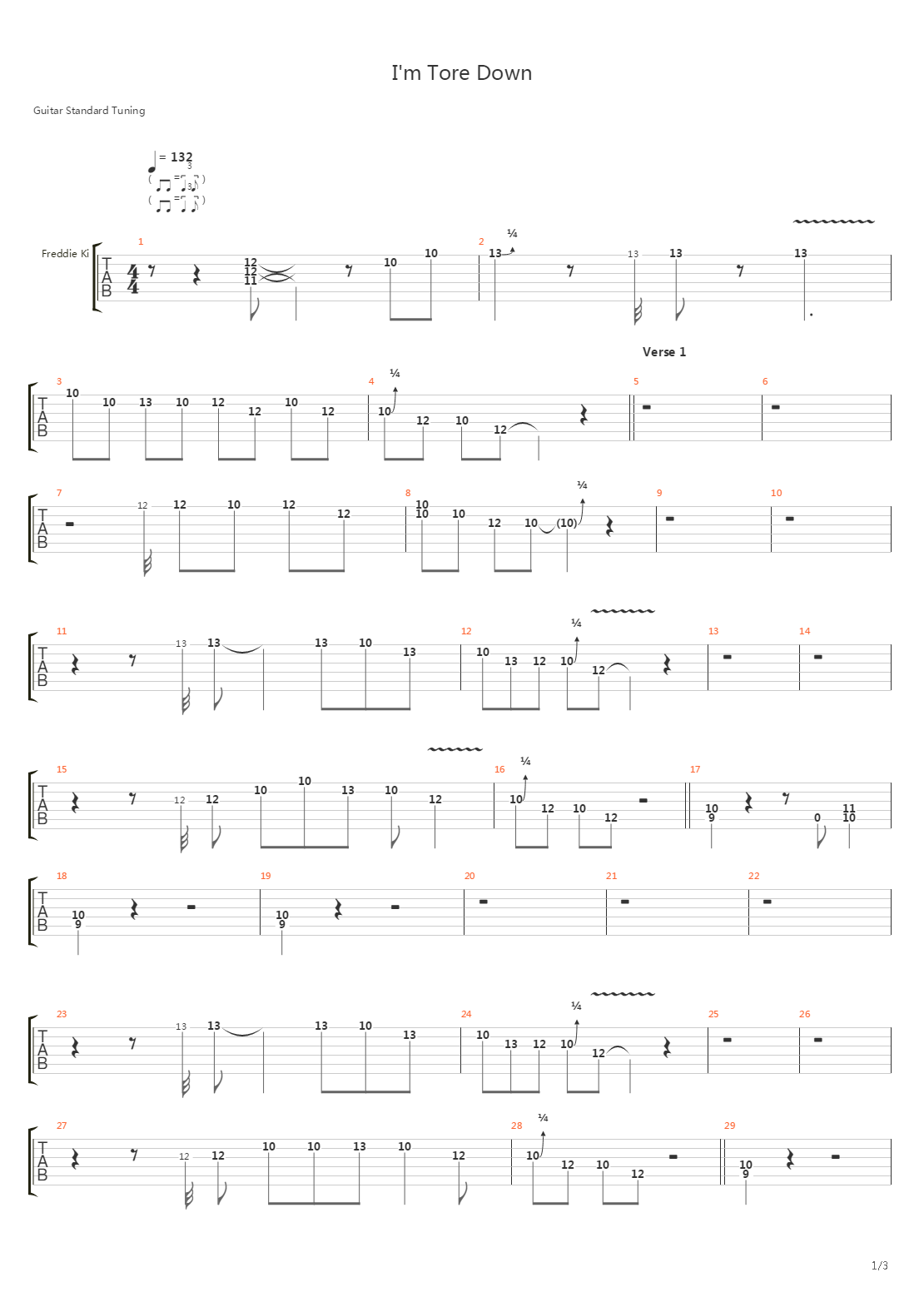 I'm Tore Down吉他谱