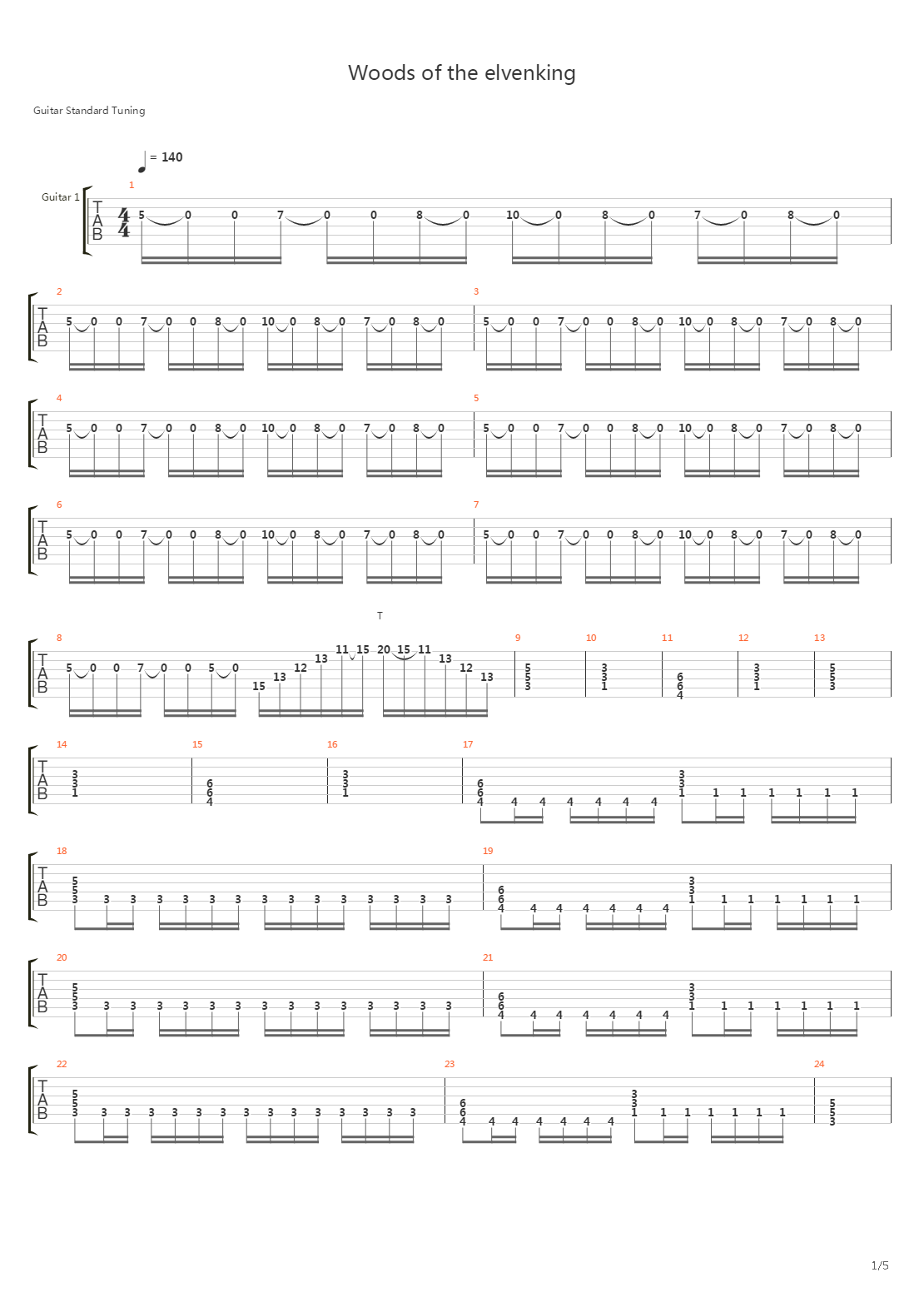 The Woods Of The Elvenking吉他谱