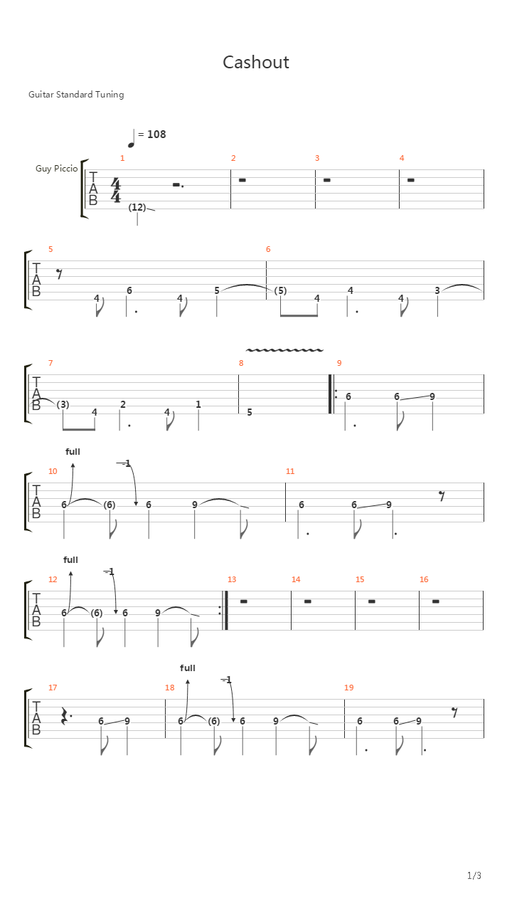 Cashout吉他谱