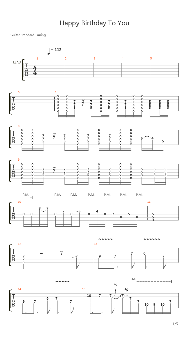 Happy Birthday To You吉他谱