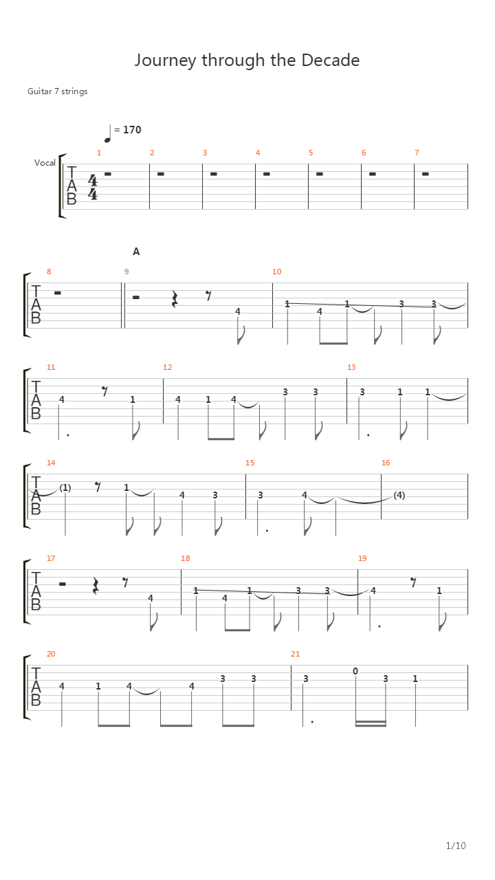 Journey Through The Decade吉他谱