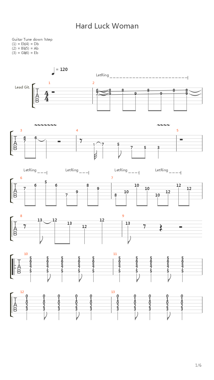 Hard Luck Woman吉他谱