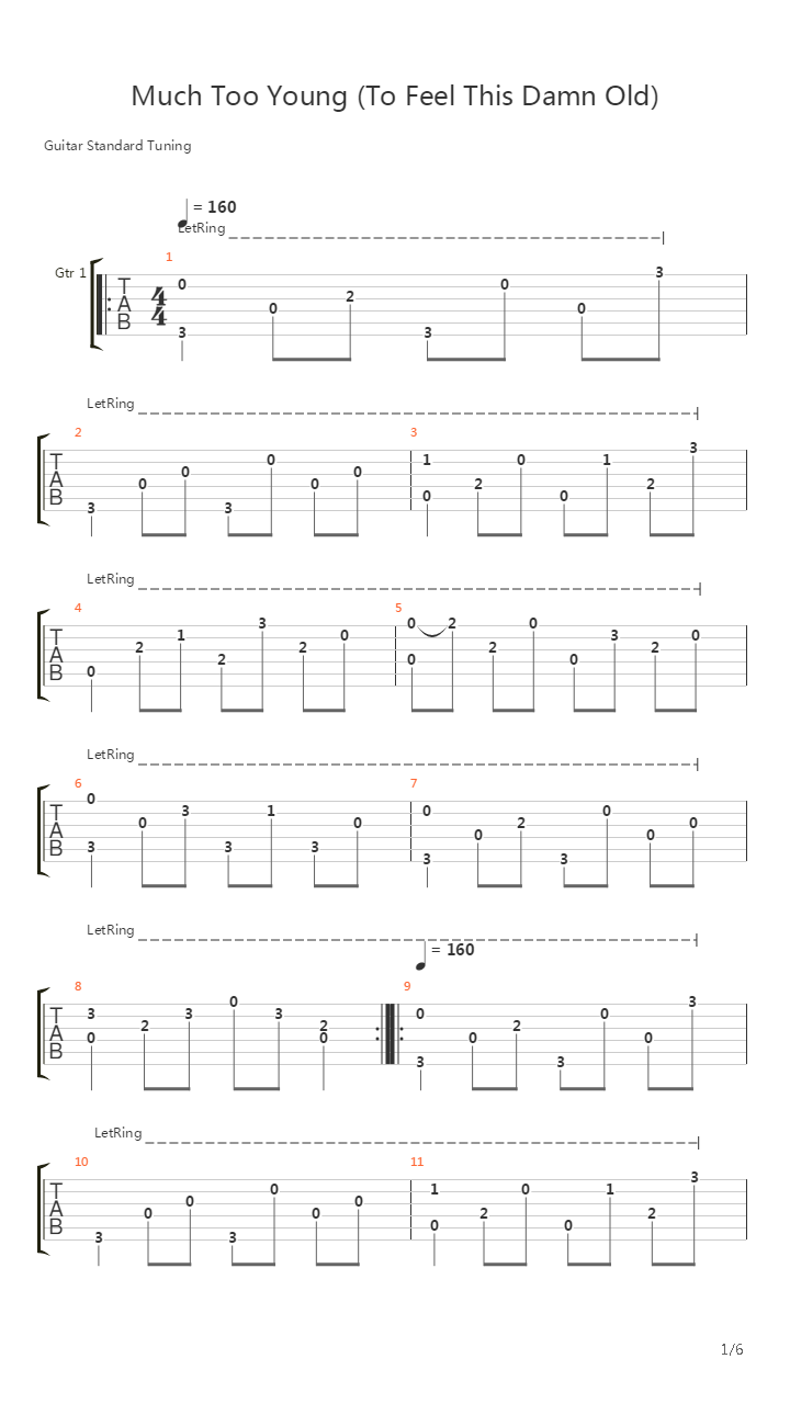 Much To Young (To Feel This Damn Old)吉他谱