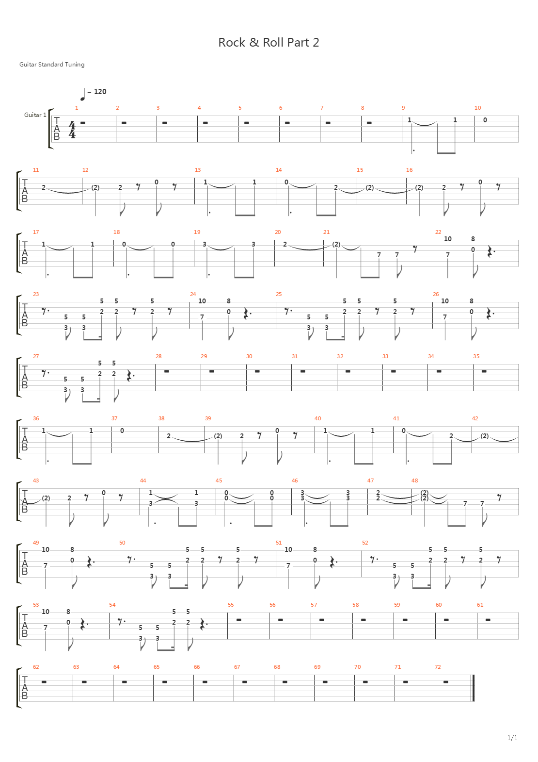 Rock & Roll Part 2吉他谱