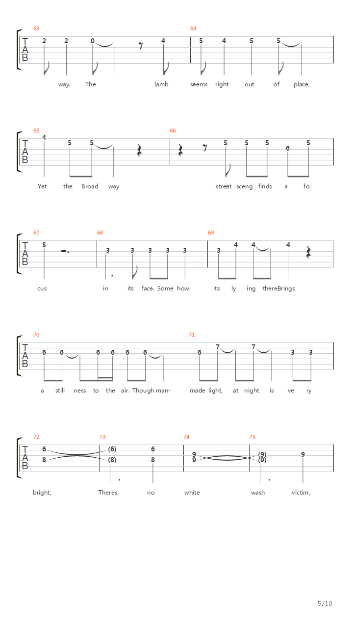 The Lamb Lies Down On Broadway吉他谱