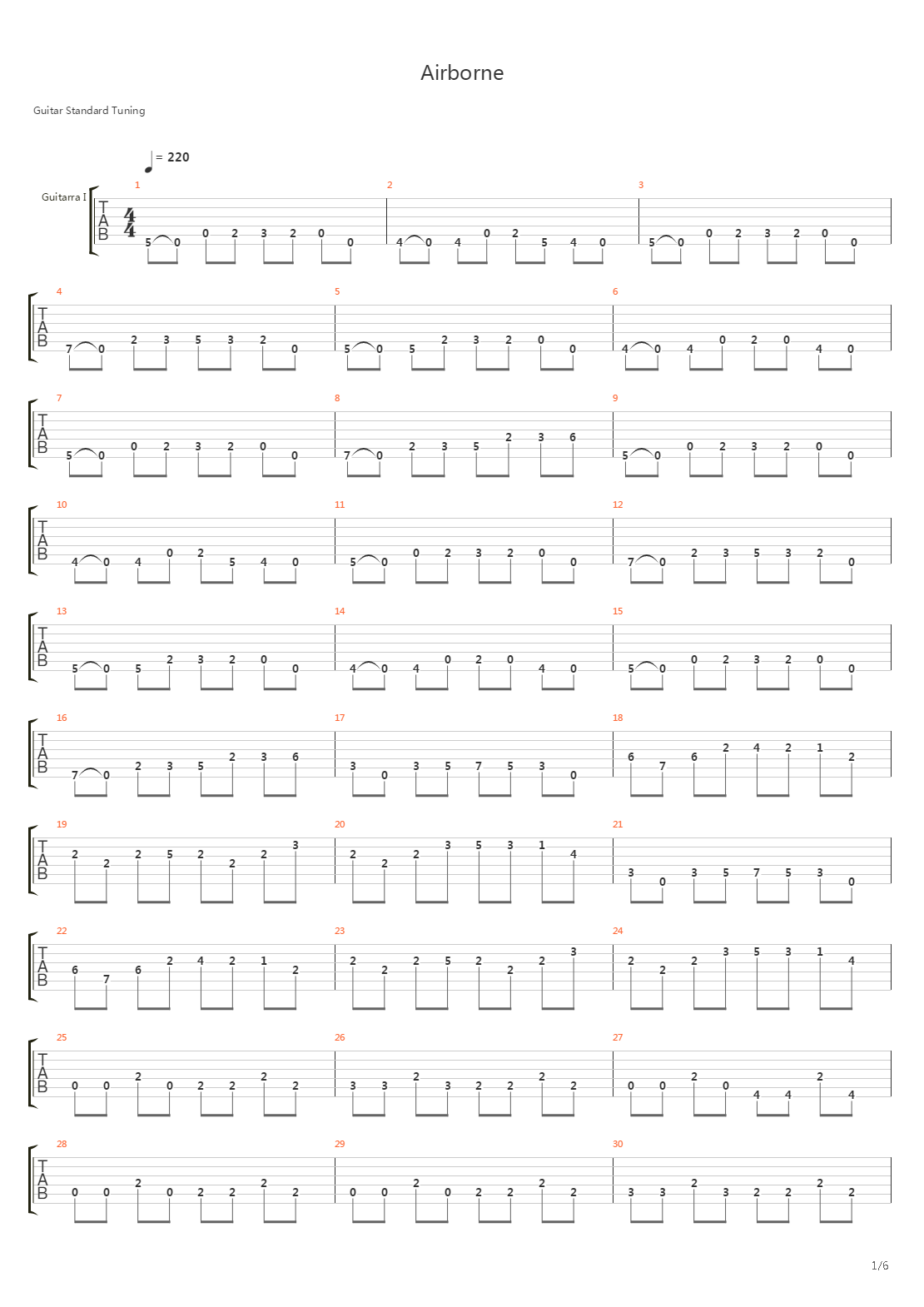 Airborne吉他谱