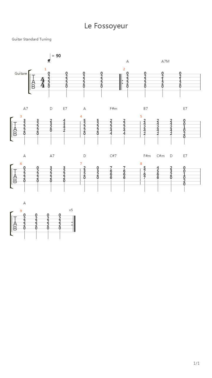 Le Fossoyeur吉他谱